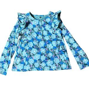 Tea collection ruffle shoulder Henley top monets garden nwt 14 coquette girl